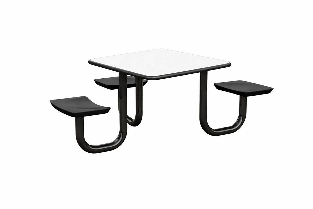 ADA Anchor Table, U-Leg, 3 Black Seats, Square, 42" x 42"