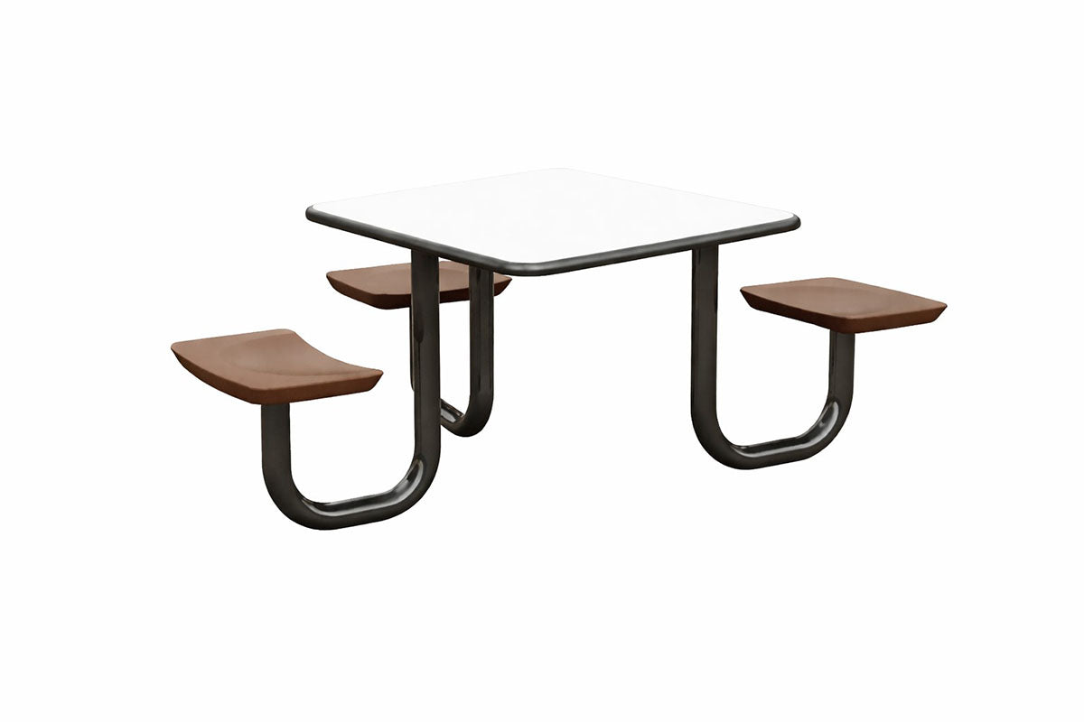 ADA Anchor Table, U-Leg, 3 Brown Seats, Square, 42" x 42"