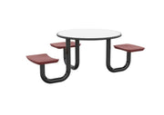 ADA Anchor Table, U-Leg, 3 Burgundy Seats, Round, 42"
