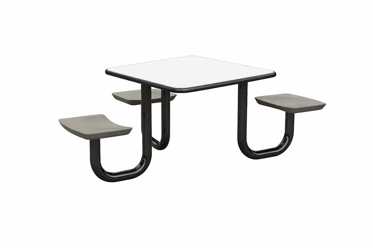 ADA Anchor Table, U-Leg, 3 Gray Seats, Square, 42" x 42"