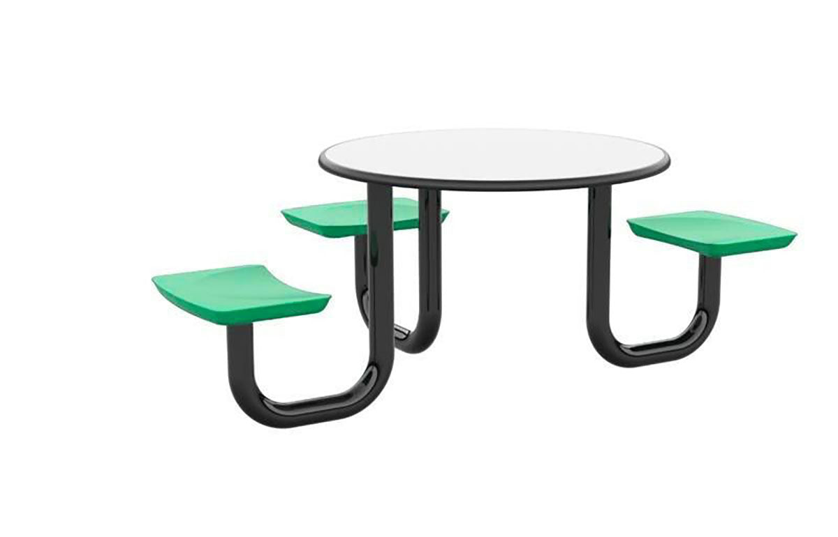 ADA Anchor Table, U-Leg, 3 Green Seats, Round, 42"