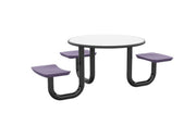 ADA Anchor Table, U-Leg, 3 Indigo Seats, Round, 42"