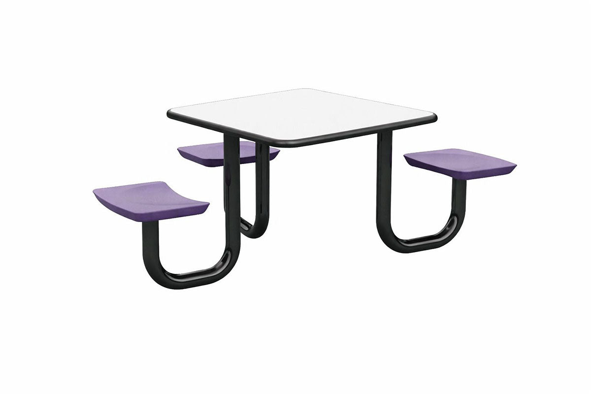 ADA Anchor Table, U-Leg, 3 Indigo Seats, Square, 42" x 42"