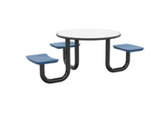 ADA Anchor Table, U-Leg, 3 Midnight Blue Seats, Round, 42"