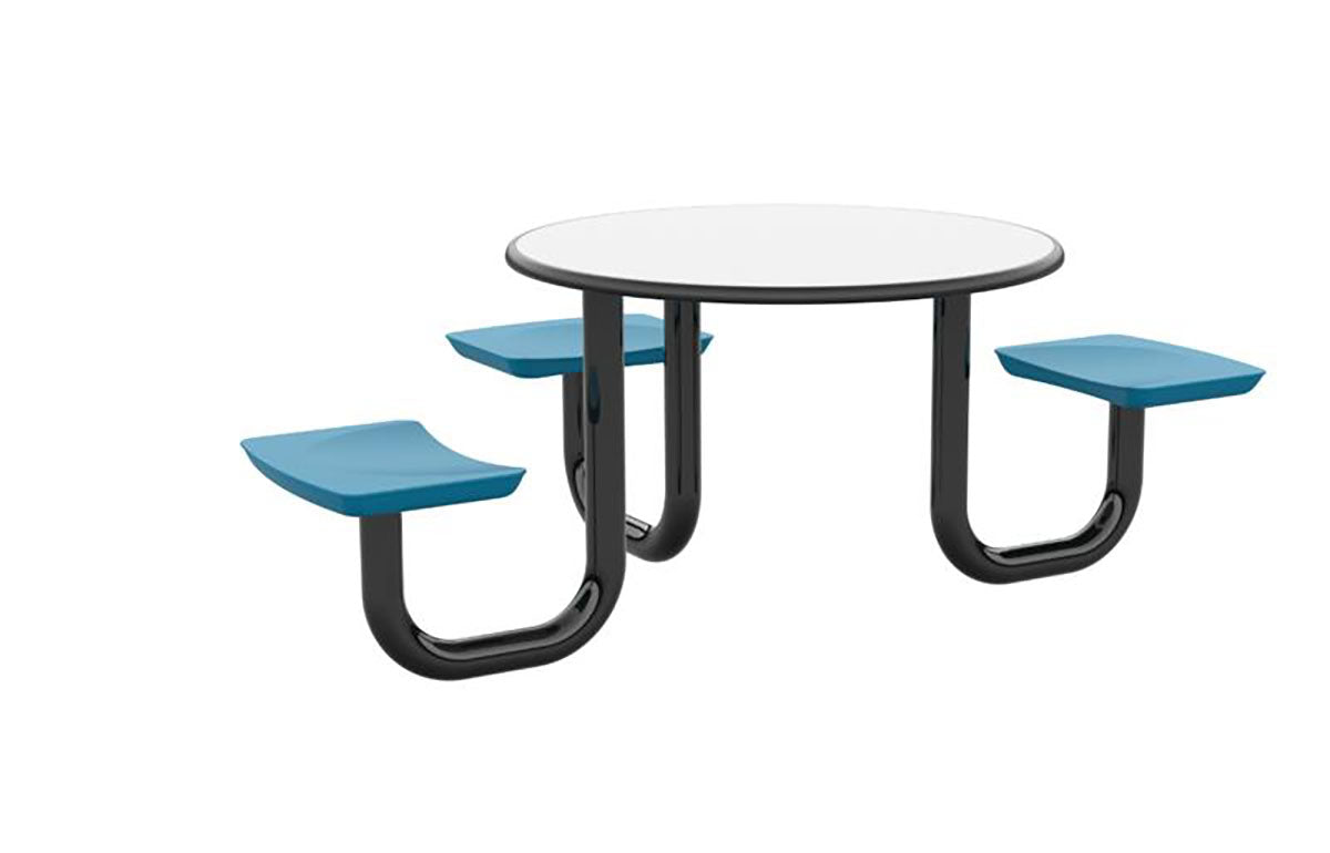 ADA Anchor Table, U-Leg, 3 Slate Blue Seats, Round, 42"