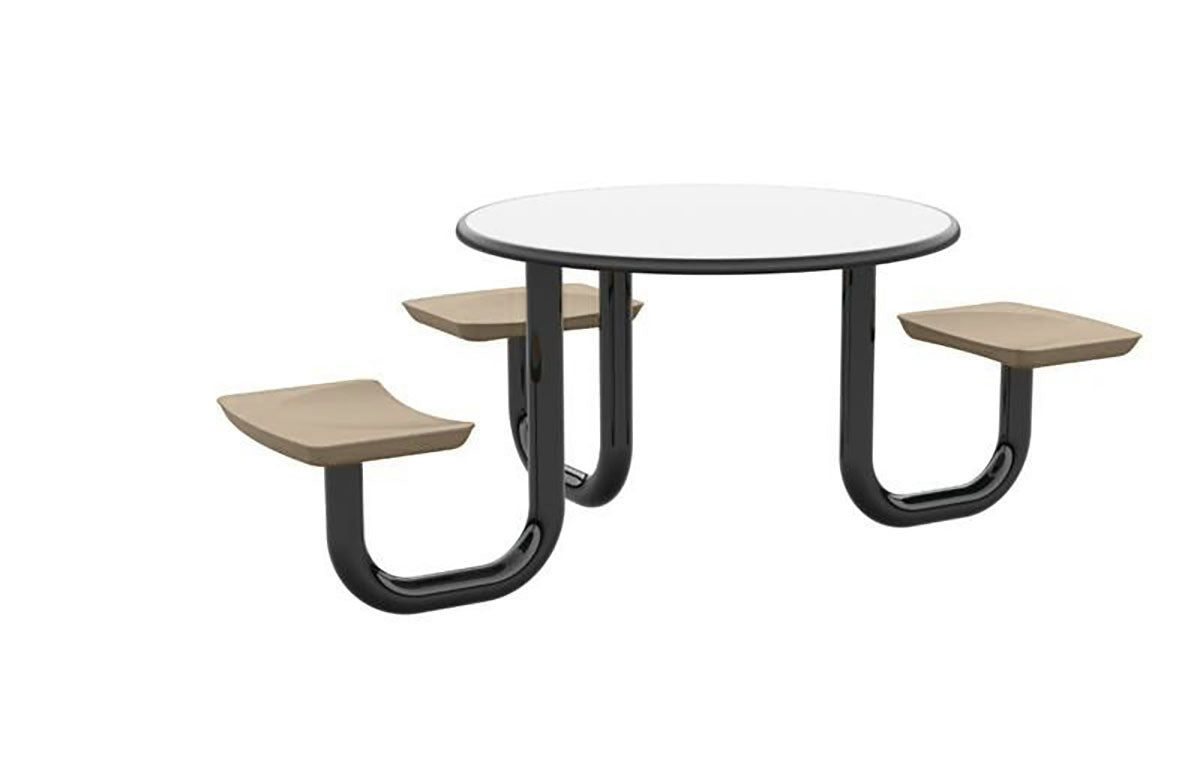 ADA Anchor Table, U-Leg, 3 Stone Gray Seats, Round, 42"