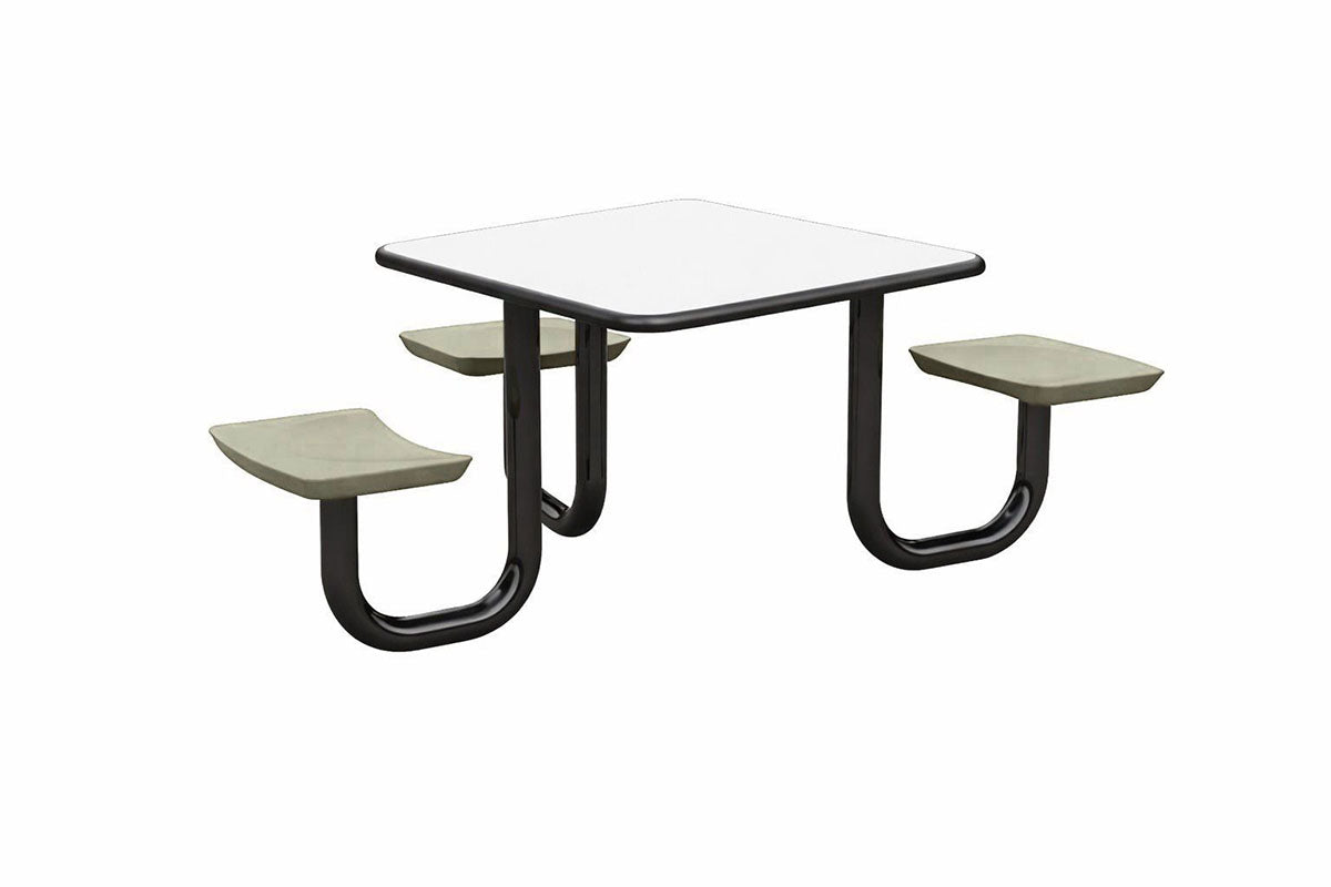 ADA Anchor Table, U-Leg, 3 Stone Gray Seats, Square, 42" x 42"