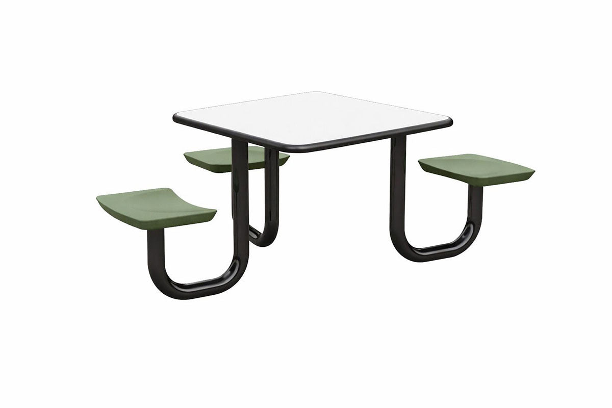 ADA Anchor Table, U-Leg, 3 Seagrass Seats, Square, 42" x 42"