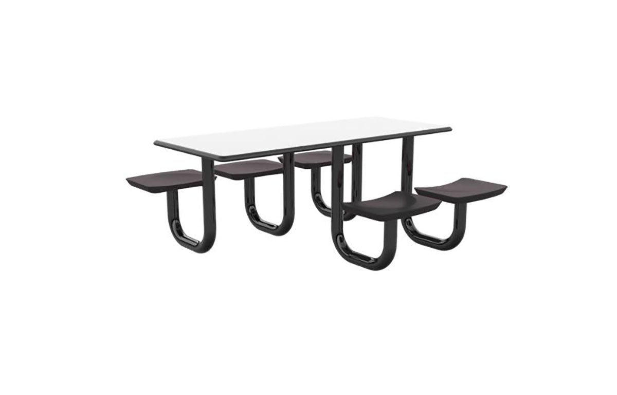 ADA Anchor Table, U-Leg, 5 Black Seats, Rectangle, 30" x 72"