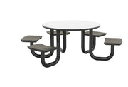 ADA Anchor Table, U-Leg, 5 Black Seats, Round, 48"