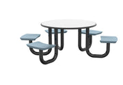 ADA Anchor Table, U-Leg, 5 Blue/Grey Seats, Round, 48"