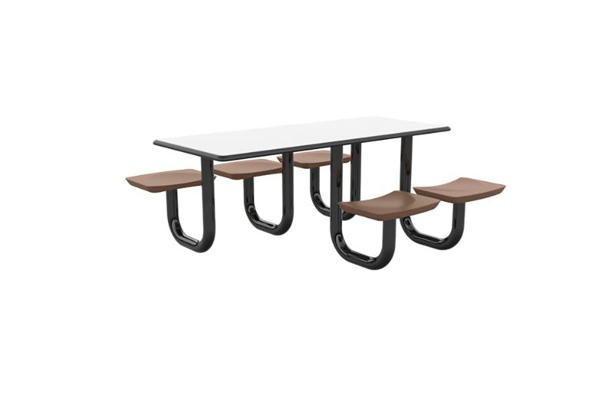 ADA Anchor Table, U-Leg, 5 Brown Seats, Rectangle, 30" x 72"