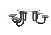 ADA Anchor Table, U-Leg, 5 Brown Seats, Round, 48"