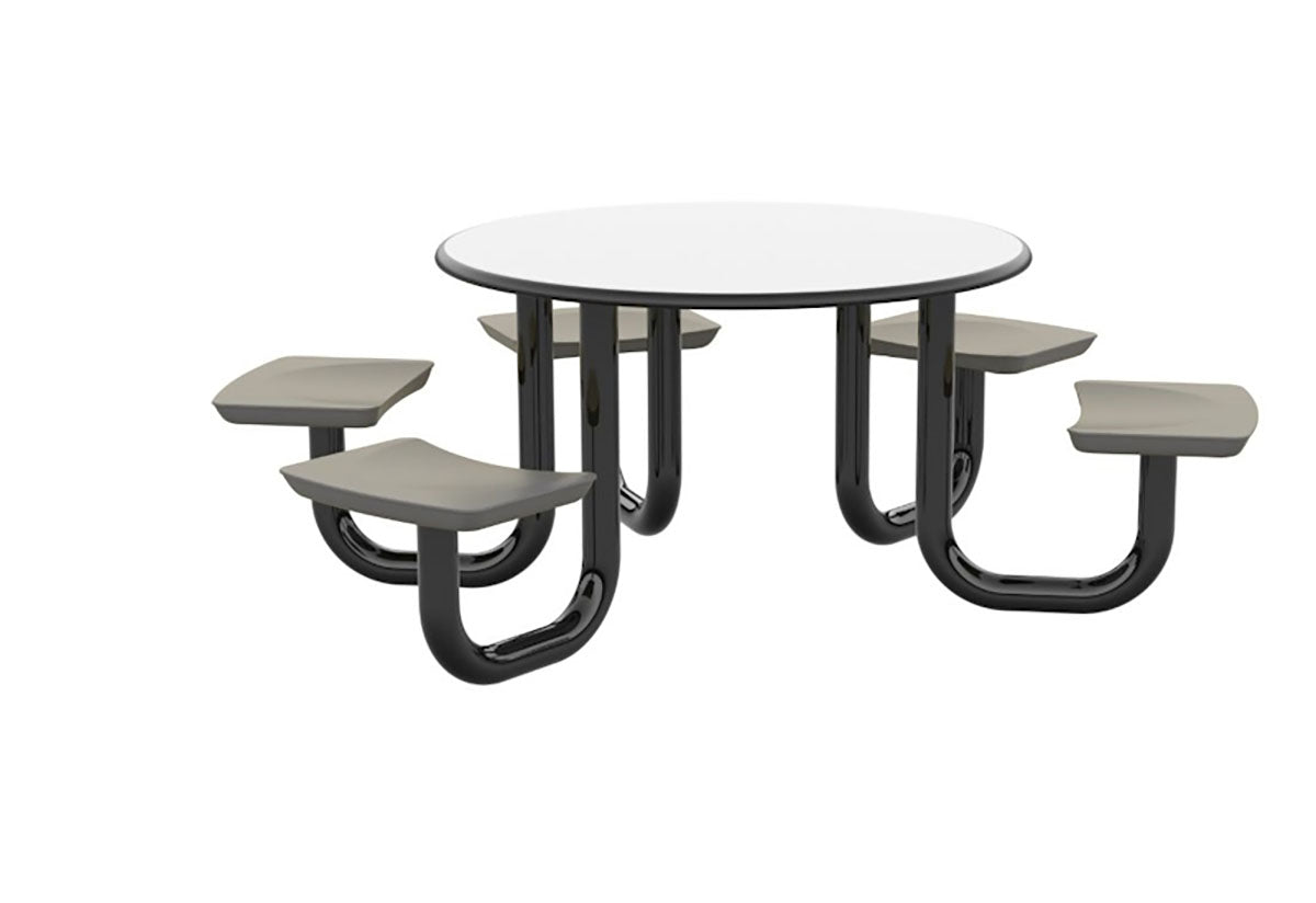 ADA Anchor Table, U-Leg, 5 Gray Seats, Round, 48"
