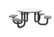 ADA Anchor Table, U-Leg, 5 Gray Seats, Round, 48"