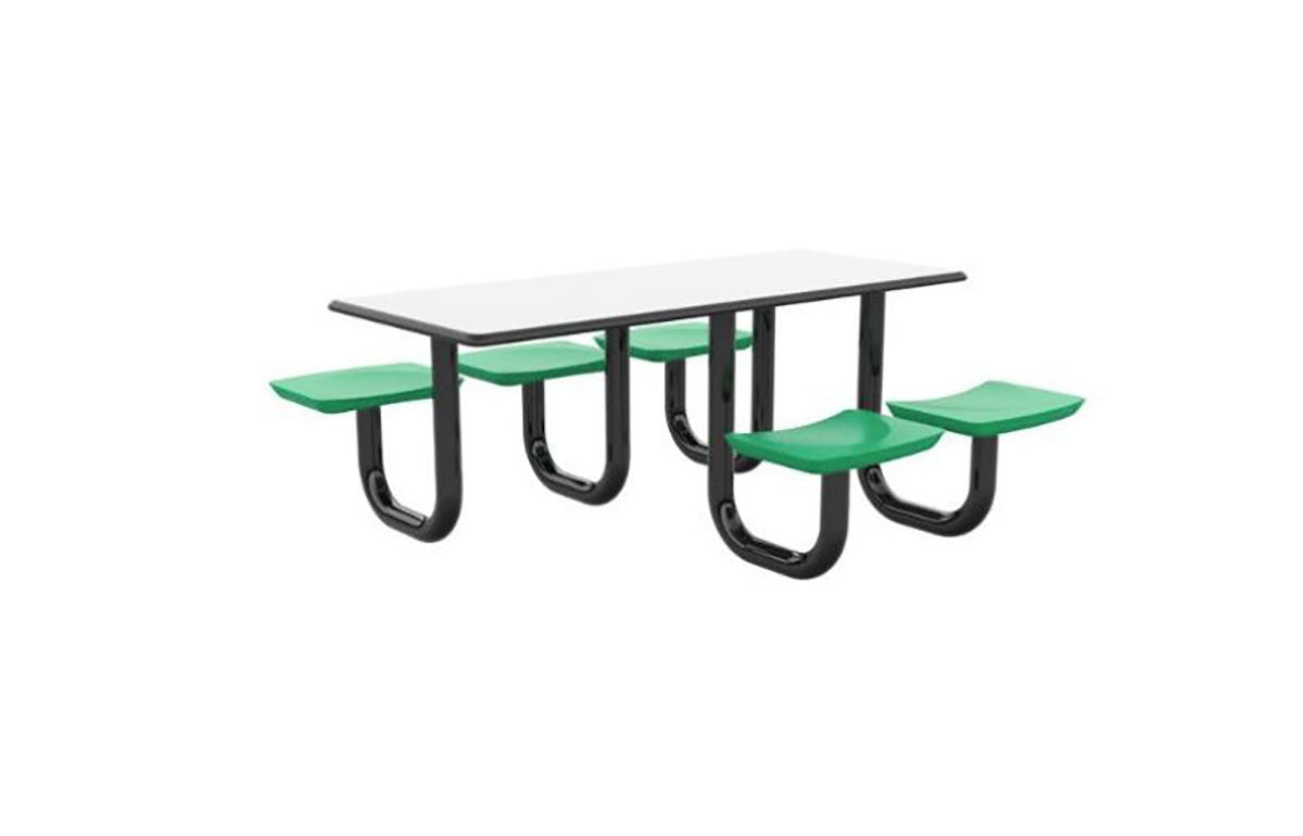 ADA Anchor Table, U-Leg, 5 Green Seats, Rectangle, 30" x 72"