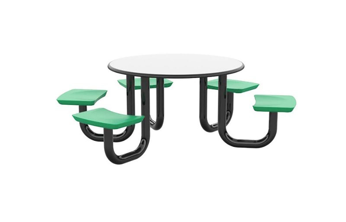 ADA Anchor Table, U-Leg,5 Green Seats, Round, 48"