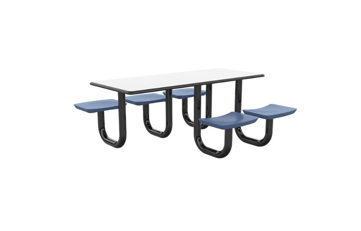 ADA Anchor Table, U-Leg, 5 Midnight Blue Seats, Rectangle, 30" x 72"