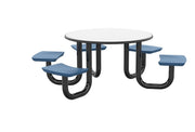 ADA Anchor Table, U-Leg, 5 Midnight Blue Seats, Round, 48"