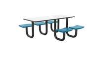 ADA Anchor Table, U-Leg, 5 Slate Blue Seats, Rectangle, 30" x 72"