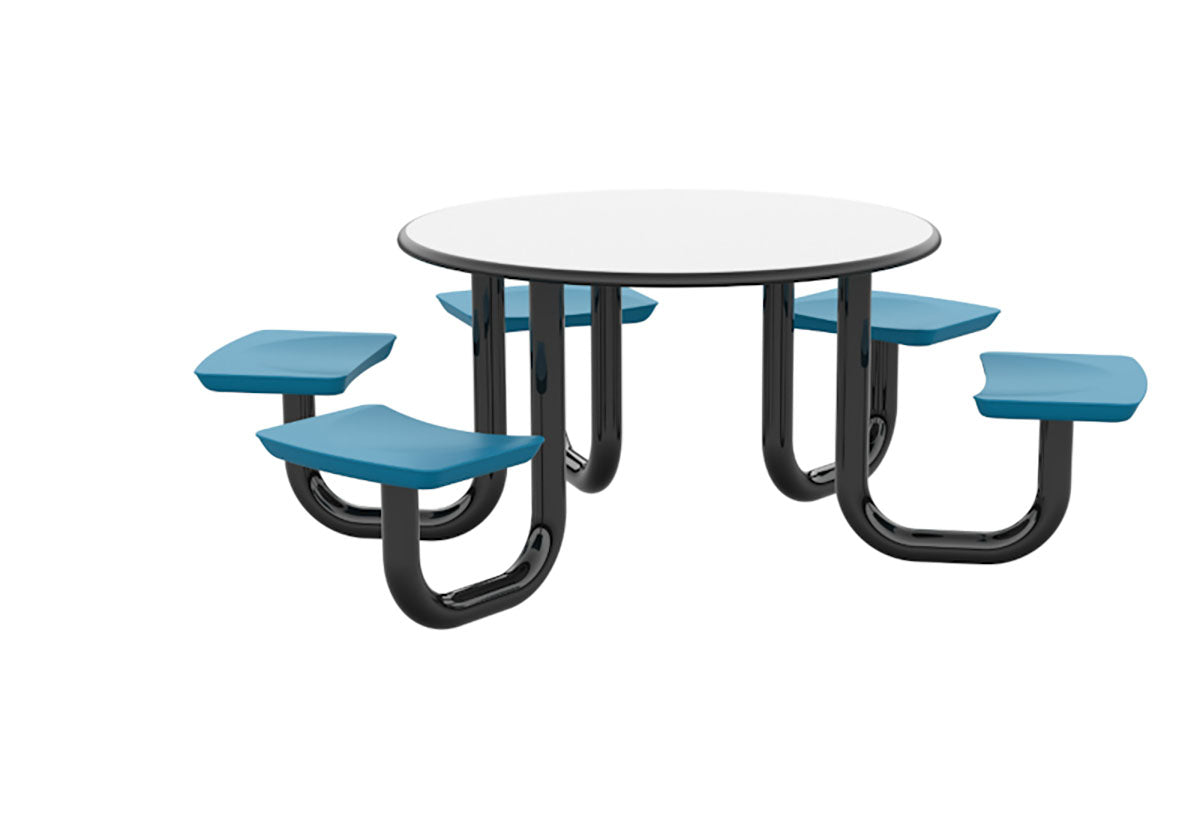 ADA Anchor Table, U-Leg, 5 Slate Blue Seats, Round, 48"