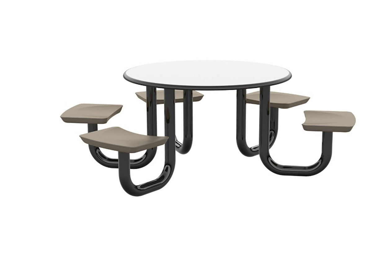 ADA Anchor Table, U-Leg, 5 Stone Gray Seats, Round, 48"