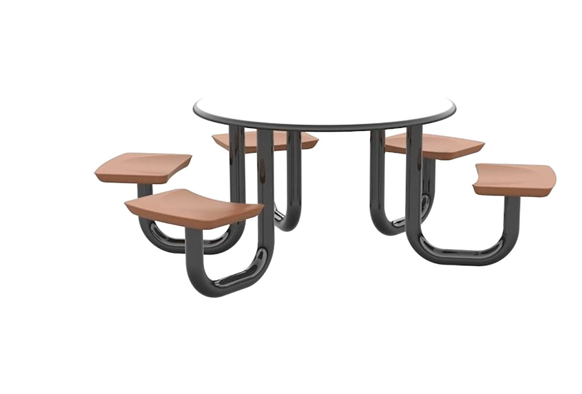ADA Anchor Table, U-Leg, 5 Claylight Seats, Round, 48"