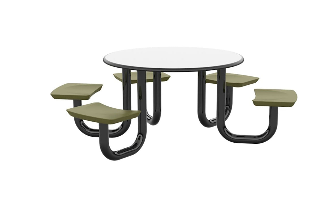 ADA Anchor Table, U-Leg, 5 Moss Seats, Round, 48"