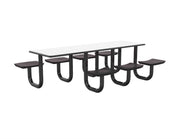 ADA Anchor Table, U-Leg, 7 Black Seats, Rectangle, 30" x 96"