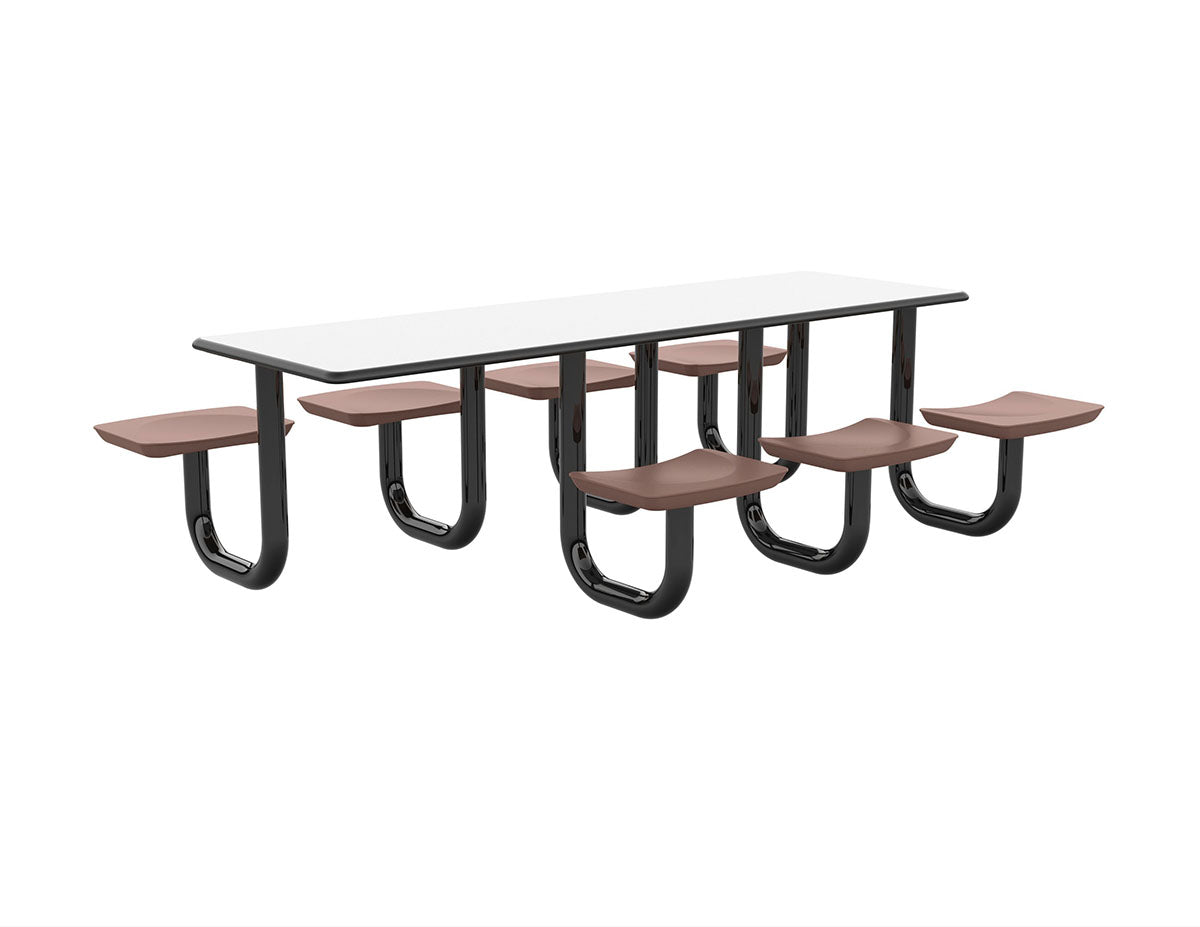 ADA Anchor Table, U-Leg, 7 Brown Seats, Rectangle, 30" x 96"