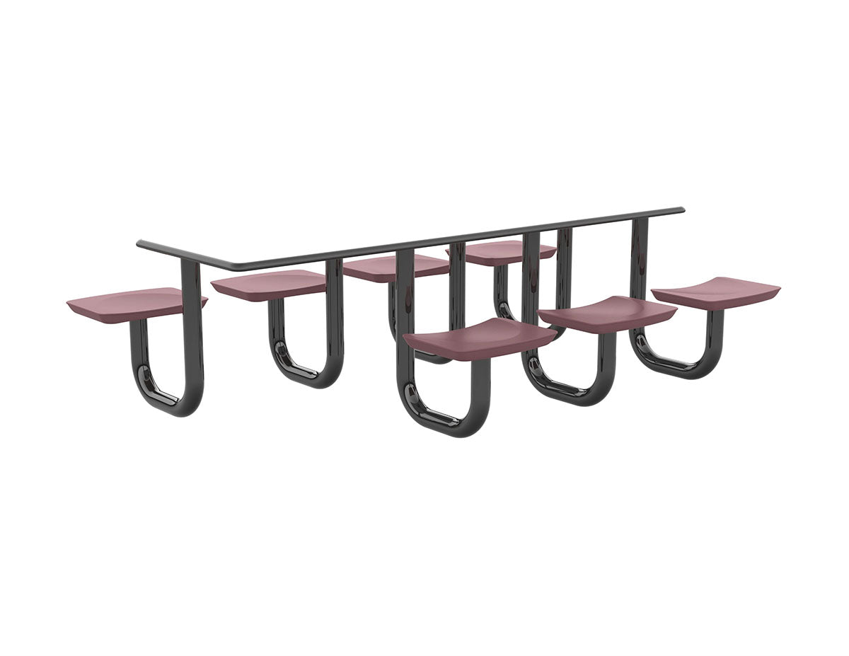 ADA Anchor Table, U-Leg, 7 Burgundy Seats, Rectangle, 30" x 96"