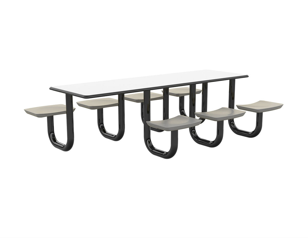 ADA Anchor Table, U-Leg, 7 Gray Seats, Rectangle, 30" x 96"