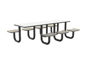 ADA Anchor Table, U-Leg, 7 Gray Seats, Rectangle, 30" x 96"
