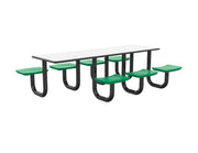 ADA Anchor Table, U-Leg, 7 Green Seats, Rectangle, 30" x 96"