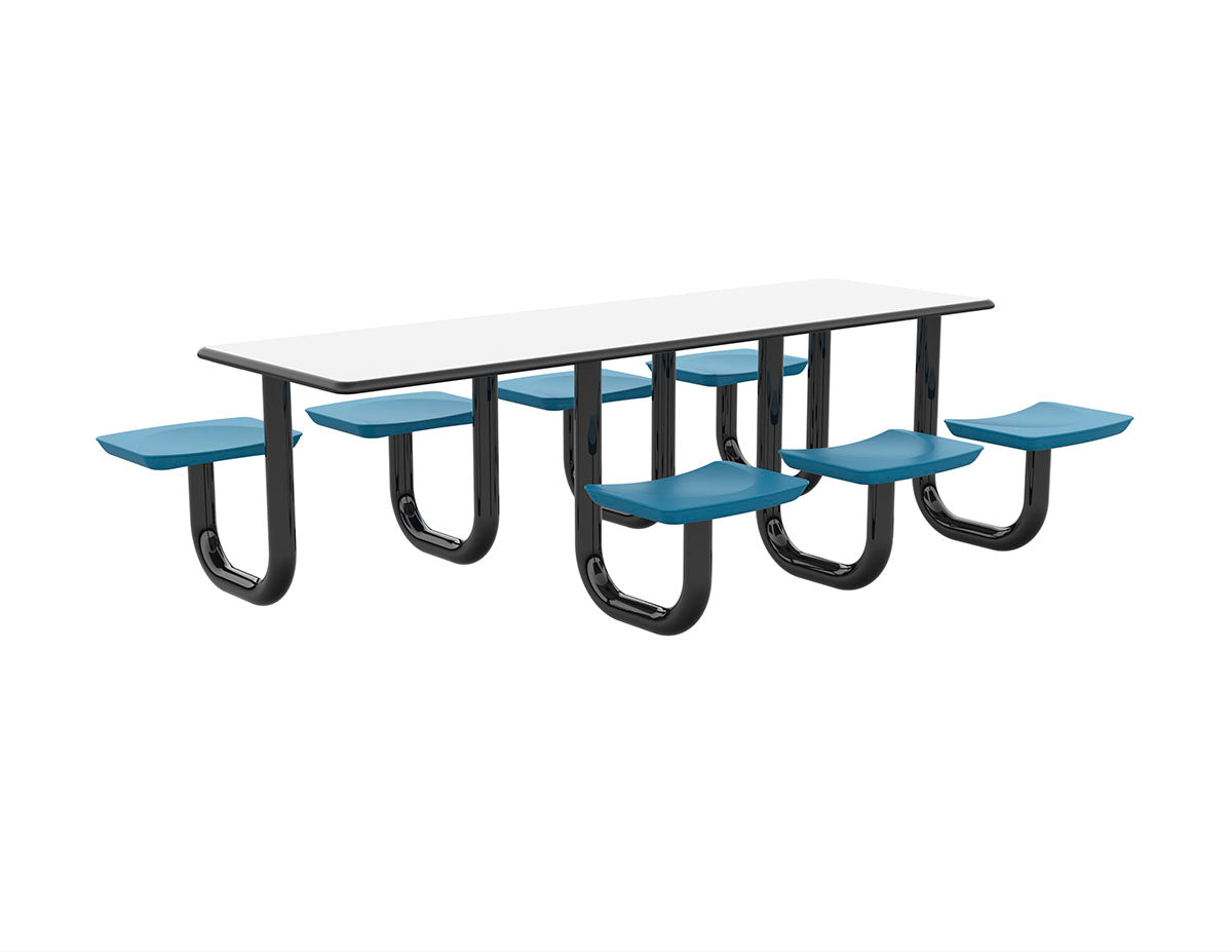 ADA Anchor Table, U-Leg, 7 Slate Blue Seats, Rectangle, 30" x 96"