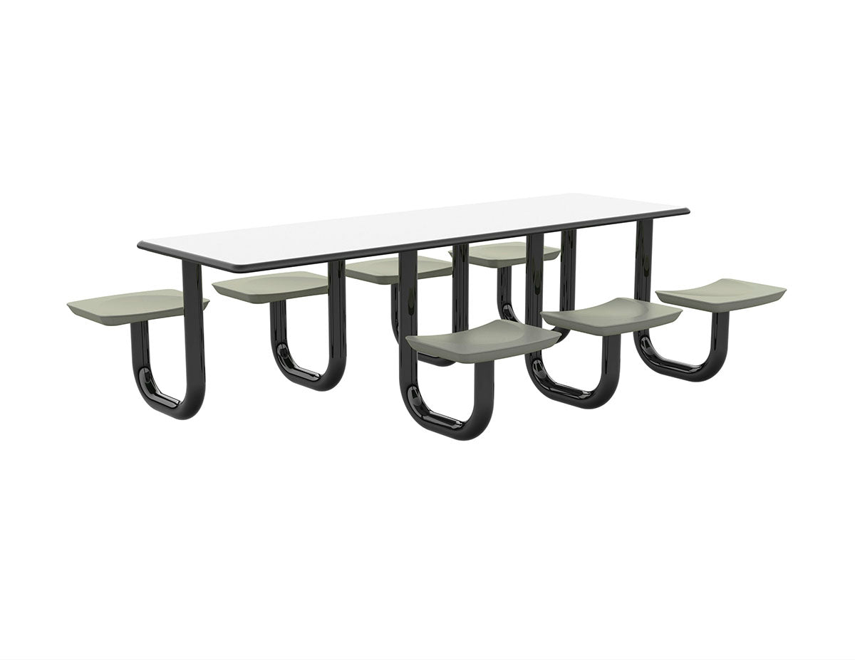 ADA Anchor Table, U-Leg, 7 Stone Gray Seats, Rectangle, 30" x 96"