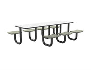 ADA Anchor Table, U-Leg, 7 Stone Gray Seats, Rectangle, 30" x 96"