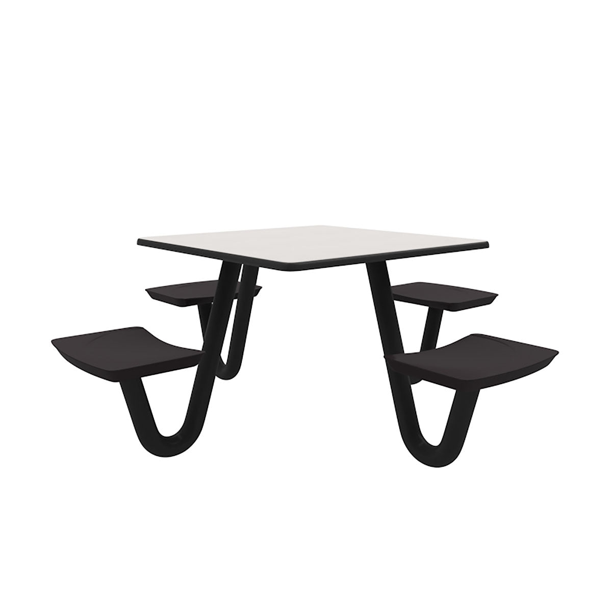 Anchor Table, U-Leg, 4 Black Seats, Square, 42" x 42"