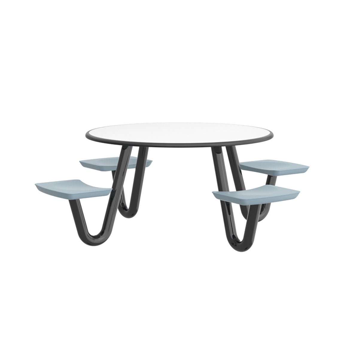 Anchor Table, U-Leg, 4 Blue/Grey Seats, Round, 42"