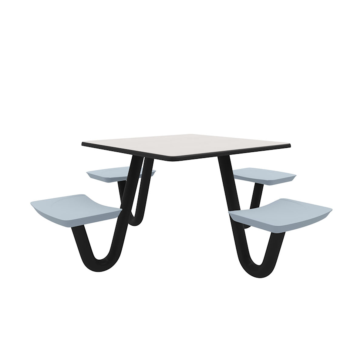 Anchor Table, U-Leg, 4 Blue/Grey Seats, Square, 42" x 42"