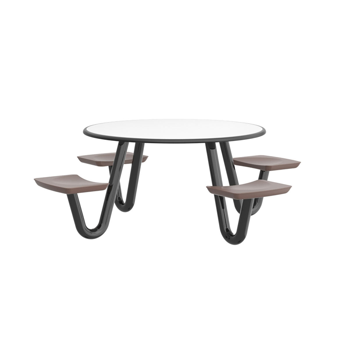 Anchor Table, U-Leg, 4 Brown Seats, Round, 42"
