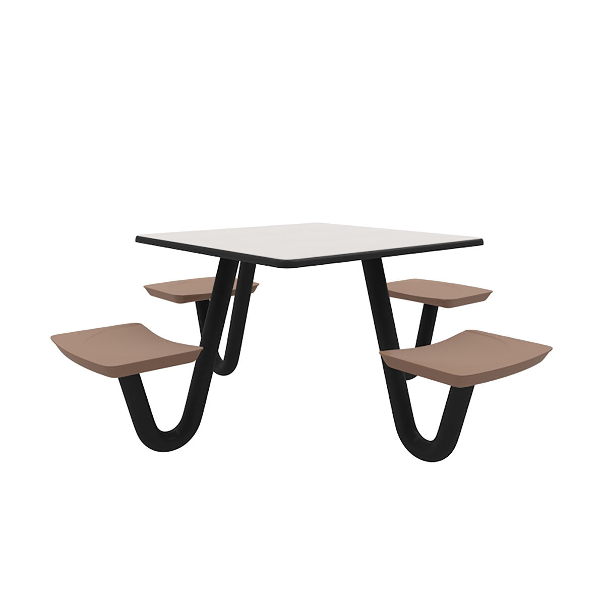 Anchor Table, U-Leg, 4 Brown Seats, Square, 42" x 42"