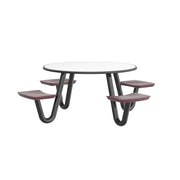 Anchor Table, U-Leg, 4 Burgundy Seats, Round, 42"