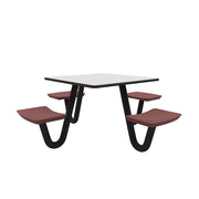 Anchor Table, U-Leg, 4 Burgundy Seats, Square, 42" x 42"