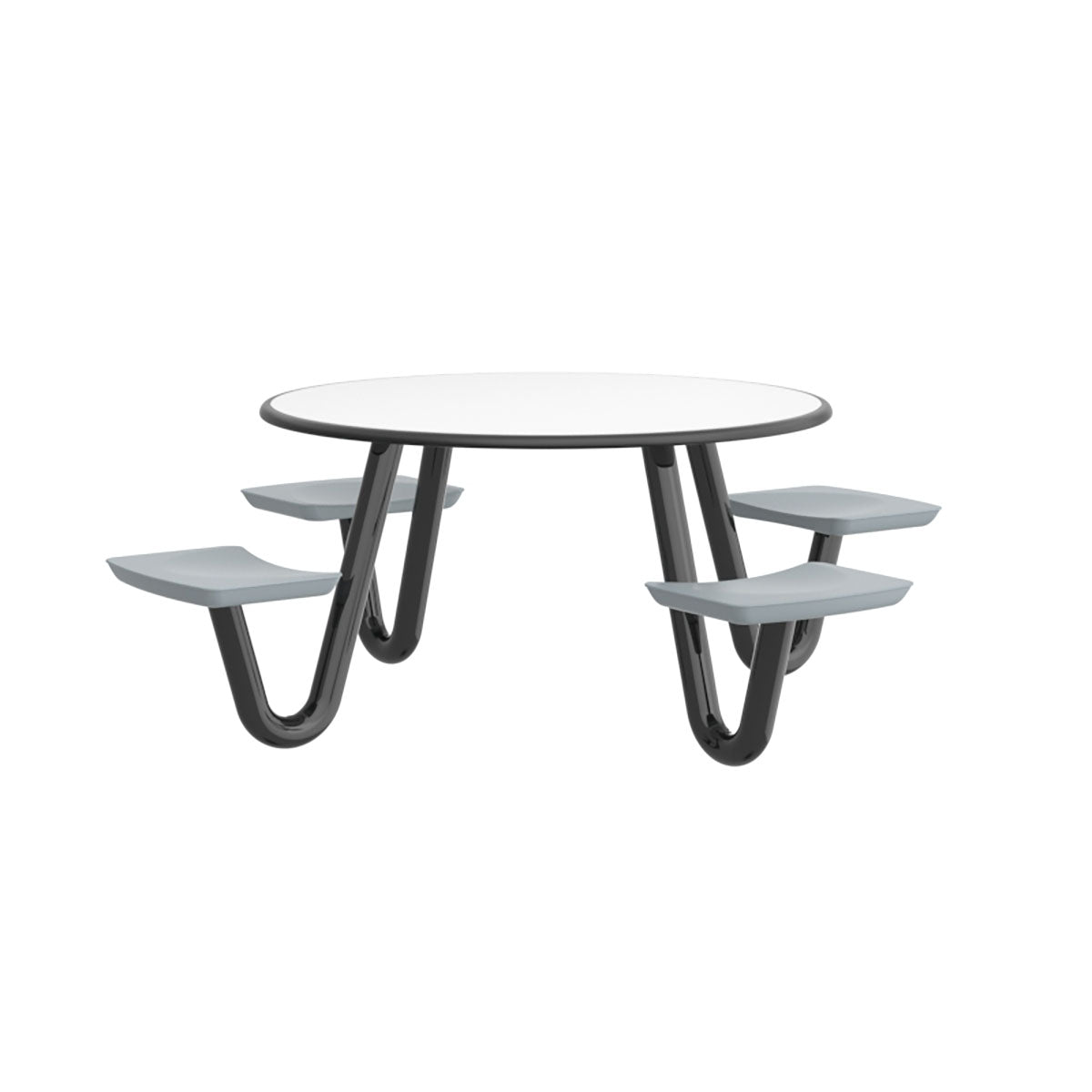 Anchor Table, U-Leg, 4 Gray Seats, Round, 42"