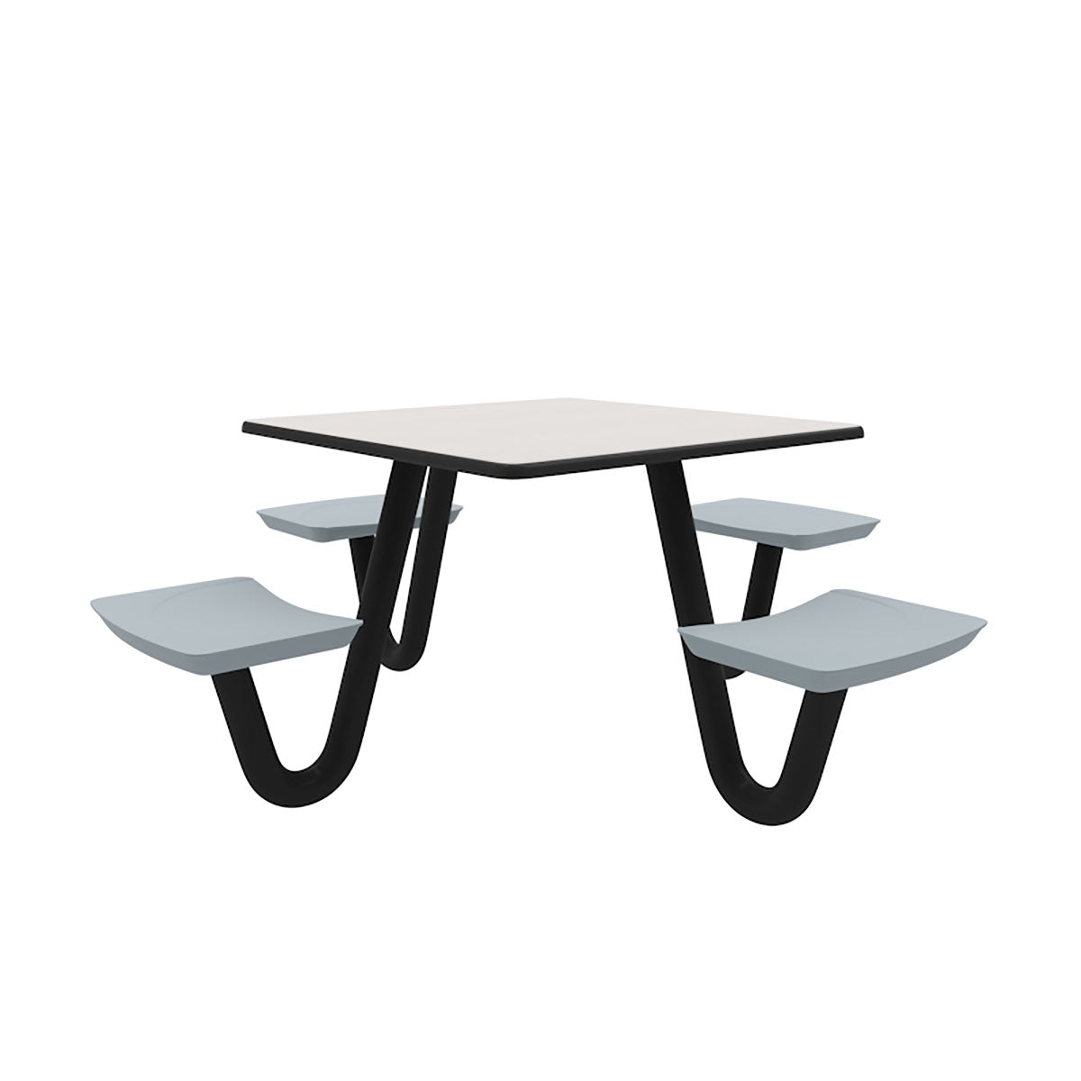 Anchor Table, U-Leg, 4 Gray Seats, Square, 42" x 42"