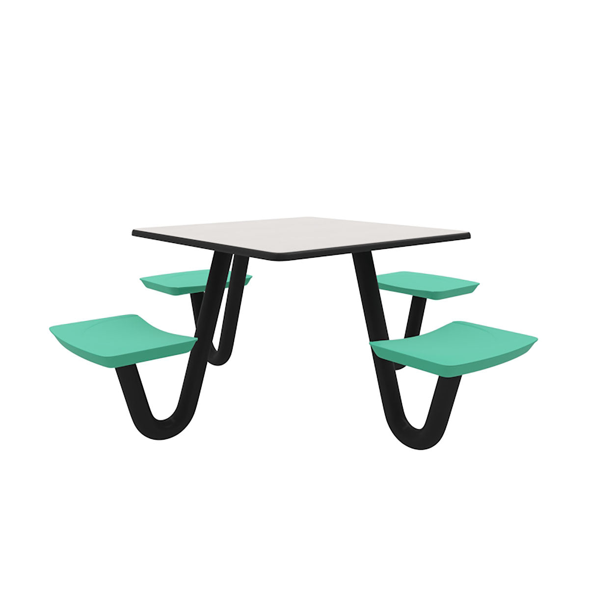 Anchor Table, U-Leg, 4 Green Seats, Square, 42" x 42"