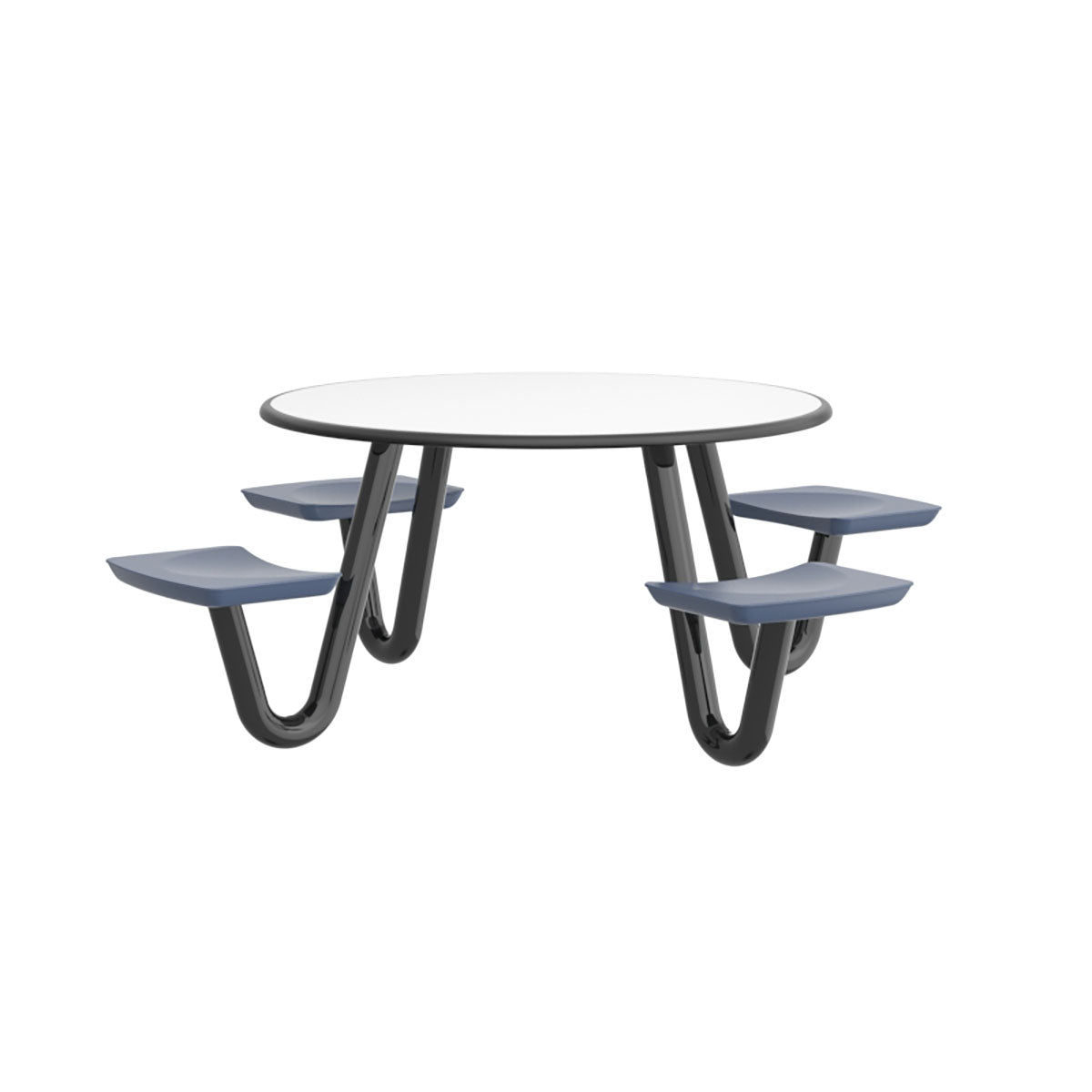 Anchor Table, U-Leg, 4 Midnight Blue Seats, Round, 42"