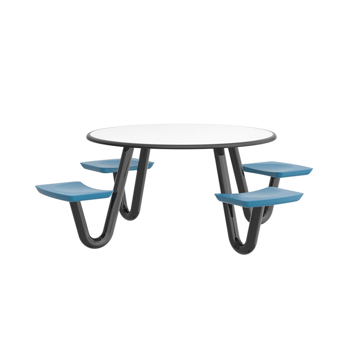 Anchor Table, U-Leg, 4 Slate Blue Seats, Round, 42"