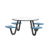 Anchor Table, U-Leg, 4 Slate Blue Seats, Round, 42"